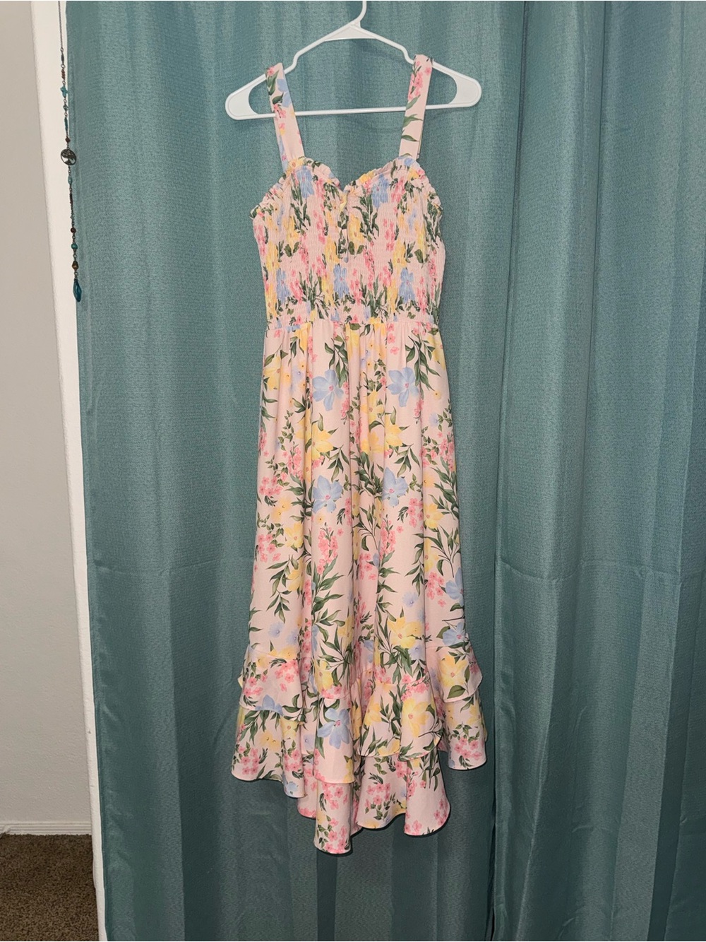 Grace Karin Pastel Floral Midi Dress in Pink, Yellow & Blue - Picture 8 of 10
